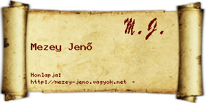 Mezey Jenő névjegykártya
